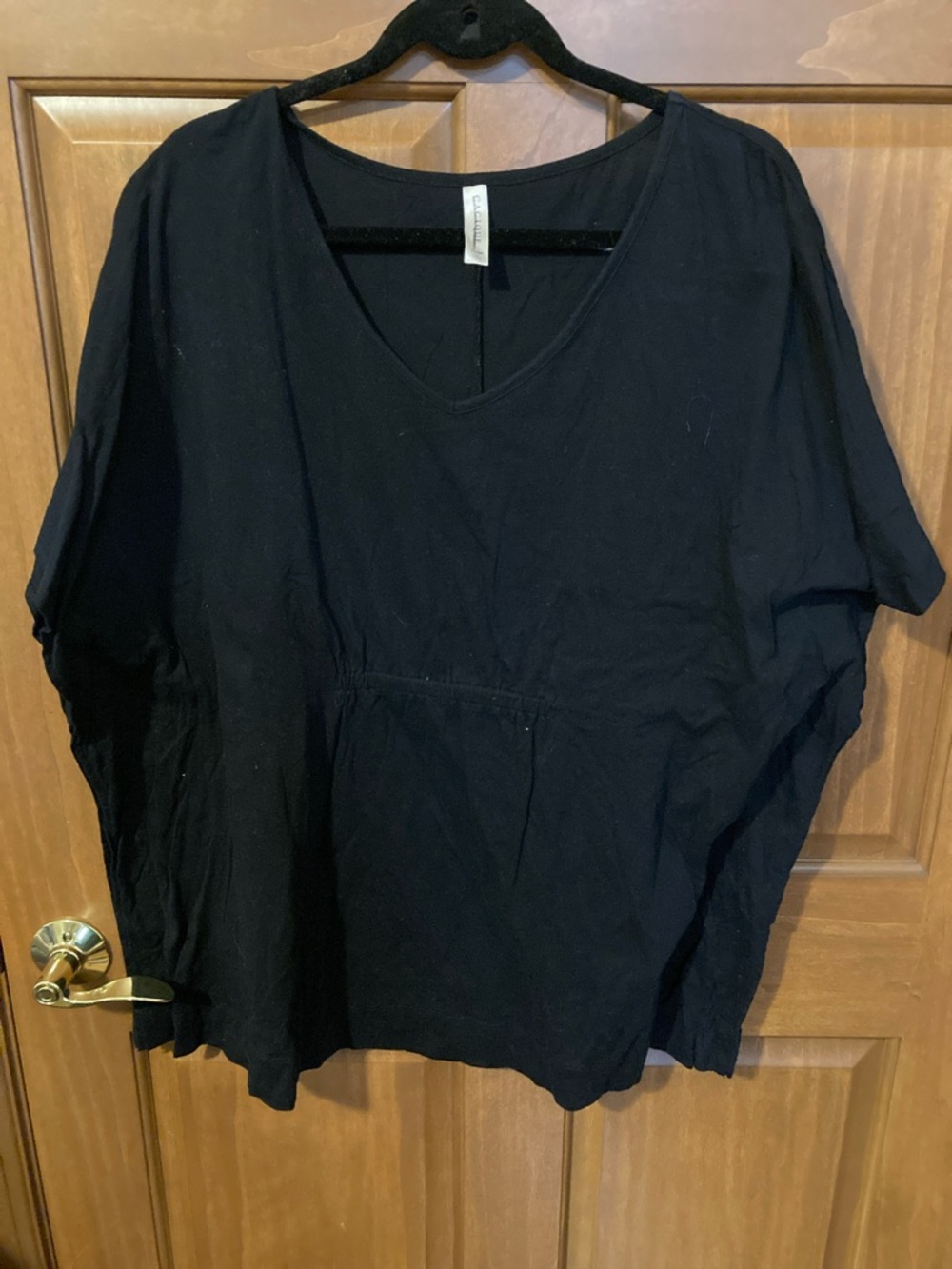 Cacique Black V-Neck Relaxed Tunic Top